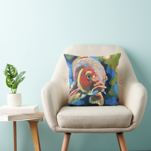 Koi Vis/ Gestreepte Vissen Schilderij - Oceaan Lev Kussen (Stoel)