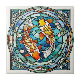 Koi Vis Glas in lood Japans Aziatisch Vis Tegeltje
