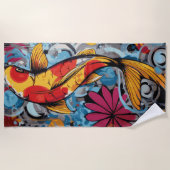 Koi Vis Graffiti Pop Art Strandlaken (Voorkant)