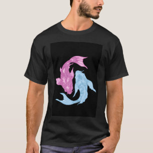Koi Vis Illustratie Roze En Blauw T-shirt