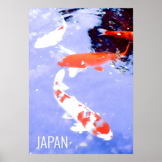 Koi vis in vijver Japan reisdruk Poster (Voorkant)