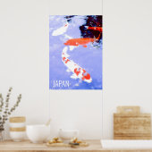 Koi vis in vijver Japan reisdruk Poster (Keuken)