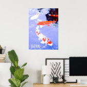 Koi vis in vijver Japan reisdruk Poster (Thuiskantoor)