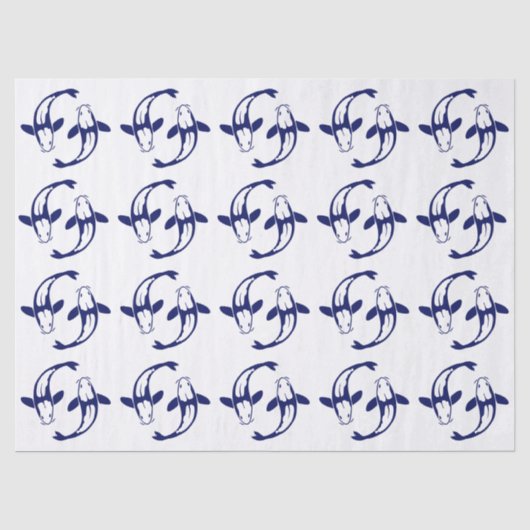 Koi Vis Karp #2 Doe-het-zelf Kleuren Blauw Tissuepapier (Voorkant)