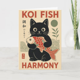 Koi Vis Kat Japans Harmonie Zen Illustratie Kaart