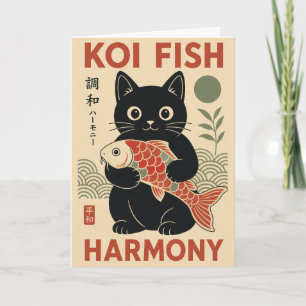 Koi Vis Kat Japans Harmonie Zen Illustratie Kaart