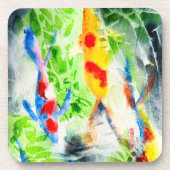 Koi vis kleurrijke waterverf kunst bier onderzetter (Voorkant)