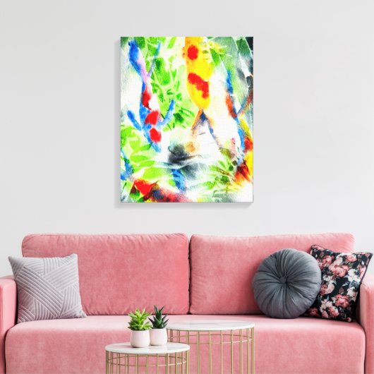 Koi vis kleurrijke waterverf kunst canvas afdruk (Insitu (Woonkamer))