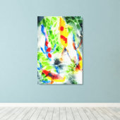 Koi vis kleurrijke waterverf kunst canvas afdruk (Insitu (Houten vloer))