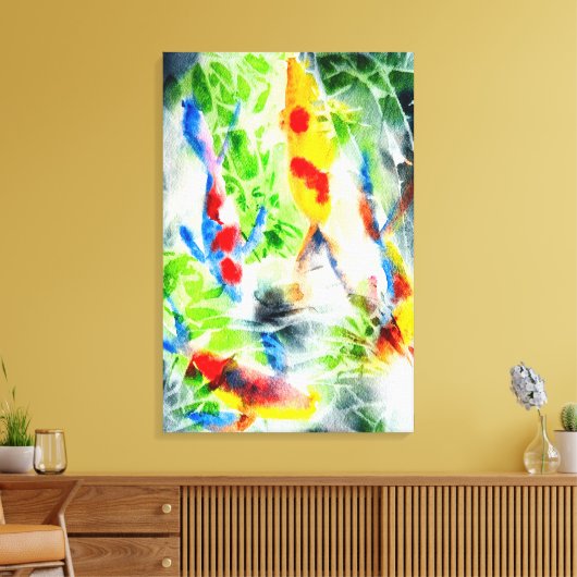 Koi vis kleurrijke waterverf kunst canvas afdruk (Insitu (Woonkamer))