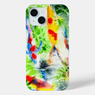 Koi vis kleurrijke waterverf kunst iPhone 15 case