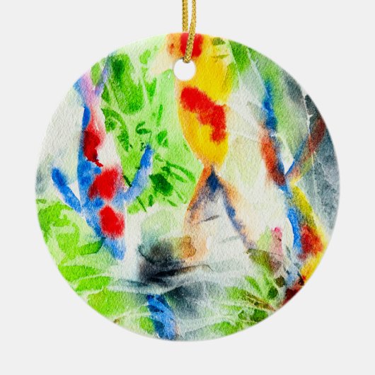 Koi vis kleurrijke waterverf kunst keramisch ornament (Voorkant)