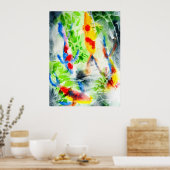 Koi vis kleurrijke waterverf kunst poster (Keuken)