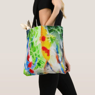 Koi vis kleurrijke waterverf kunst tote bag