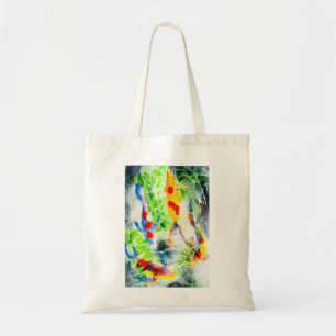 Koi vis kleurrijke waterverf kunst tote bag