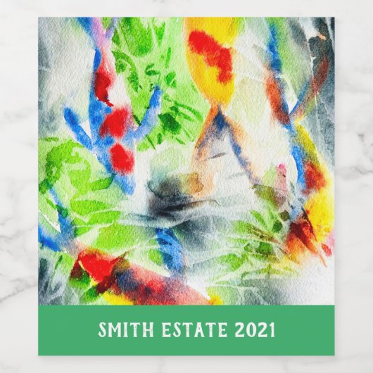Koi vis kleurrijke waterverf kunst wijn etiket (Enkel label)