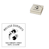 Koi Vis Lelie Boog Adres Rubberstempel (Gestempeld)