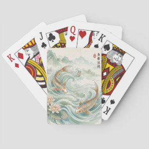Koi Vis Lotus Inktwaskunst Pokerkaarten