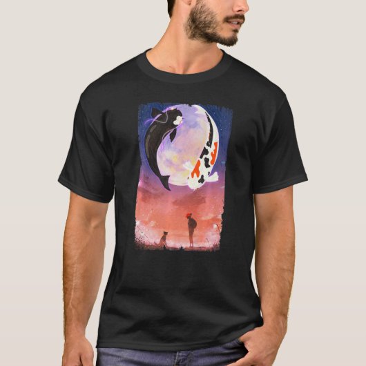 Koi Vis Maan Hond Japans T-shirt (Voorkant)