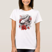 Koi vis met bloemen | Japans ontwerp T-shirt (Voorkant)