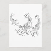 Koi vis modern design zwart wit briefkaart (Voorkant)