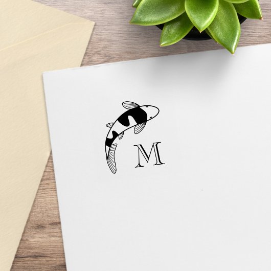 Koi Vis Monogram Initiaal 1x1 Rubberstempel