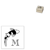 Koi Vis Monogram Initiaal 1x1 Rubberstempel (Gestempeld)