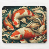 Koi Vis Muismat Japanse Kunst Yin Yang (Voorkant)