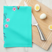 Koi vis oosters bloemig sinaasappel turquoise eleg theedoek (Quarter Fold)