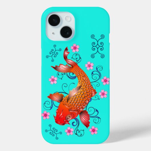 Koi vis oosters sinaasappel turquoise bloemsieraad Case-Mate iPhone case (Achterkant)