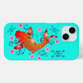 Koi vis oosters sinaasappel turquoise bloemsieraad Case-Mate iPhone case (Achterkant (horizontaal))
