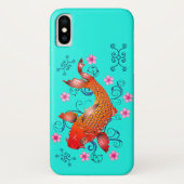 Koi vis oosters sinaasappel turquoise bloemsieraad Case-Mate iPhone case (Achterkant)