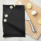 Koi vis oosters zwart en goud bloemig elegant theedoek (Quarter Fold)