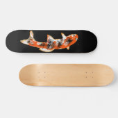 Koi Vis op Zwart Persoonlijk Skateboard (Horizontaal)