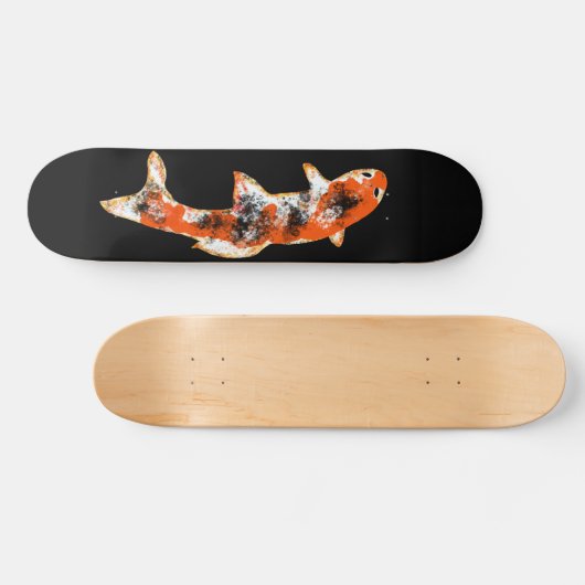 Koi Vis op Zwart Persoonlijk Skateboard (Horizontaal)