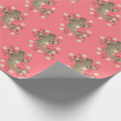 Koi vis perzik en goud oosters bloemig elegant cadeaupapier (Hoek)