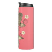 Koi vis perzik en goud oosters bloemig elegant thermosbeker (Geroteerd rechts)