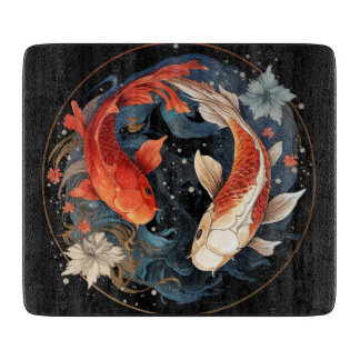 Koi Vis Rood Wit Ying Yang Japanse Waterstroom Snijplank