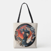 Koi Vis Rood Wit Ying Yang Japanse Waterstroom Tote Bag (Achterkant)