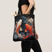 Koi Vis Rood Wit Ying Yang Japanse Waterstroom Tote Bag (Dichtbij)