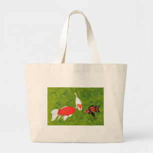 Koi vis vergadering schilderij, op een strandtas grote tote bag