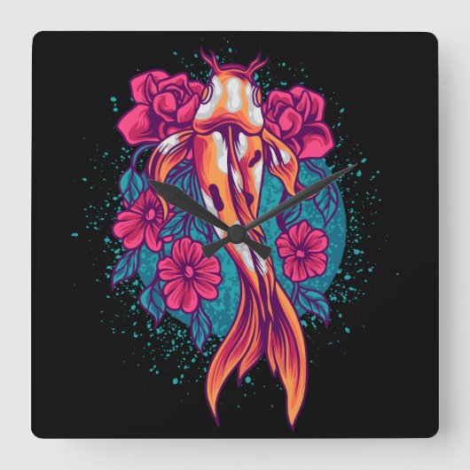 Koi Vis Vierkante Klok (Voorkant)