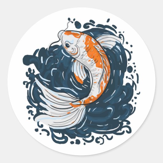 Koi Vis water buigmeester Ronde Sticker (Voorkant)