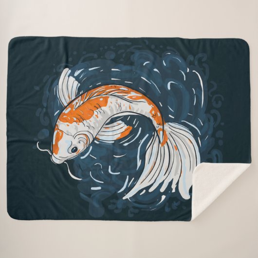 Koi Vis water buigmeester Sherpa Deken (Voorkant (horizontaal))