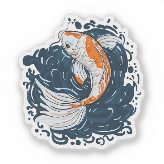 Koi Vis water buigmeester Sticker (Voorkant)