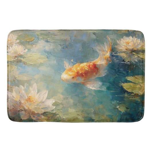 Koi Vis Waterlelie Vijver Badmat (Voorkant)