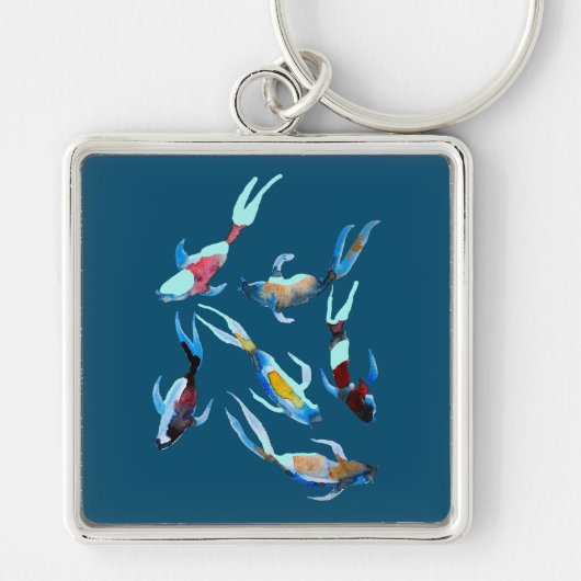 koi Vis waterverf Japans kunst Sleutelhanger (Voorkant)