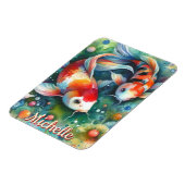 Koi Vis Whimsical Waterverf Gepersonaliseerd Magneet (Linkerzijde)