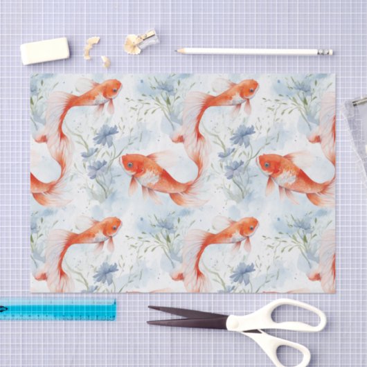 Koi Vis Wit Winter Vijver Decoupage Tissuepapier (Craft)