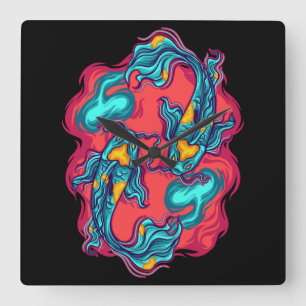 Koi Vis Yin Yang Vierkante Klok